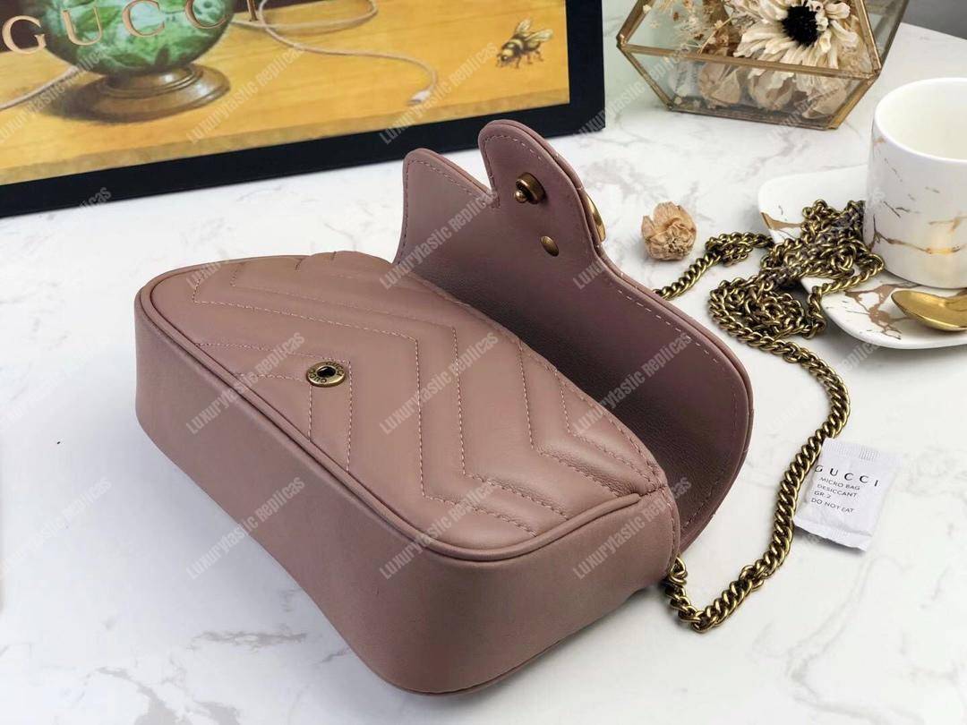 G*u*i gg marmont matelassé super mini bag dusty pink