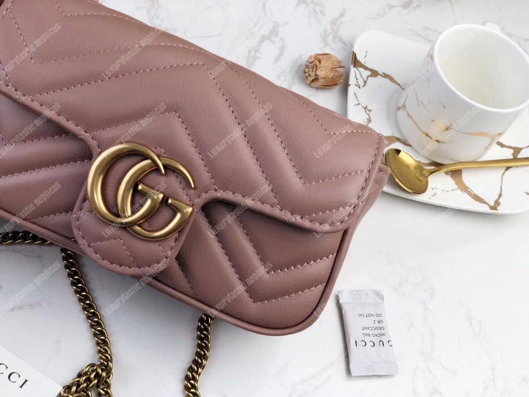 G*u*i gg marmont matelassé super mini bag dusty pink