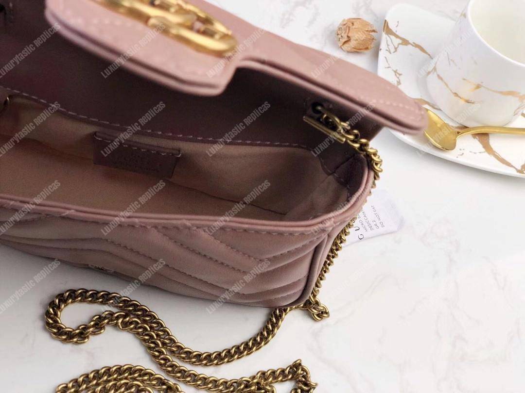 G*u*i gg marmont matelassé super mini bag dusty pink