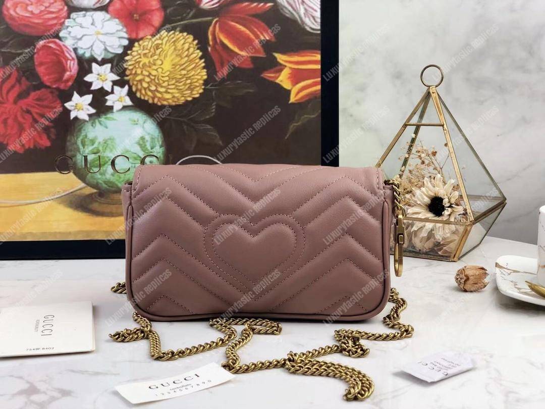 G*u*i gg marmont matelassé super mini bag dusty pink