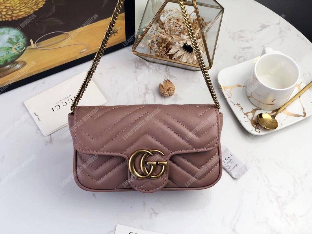 G*u*i gg marmont matelassé super mini bag dusty pink