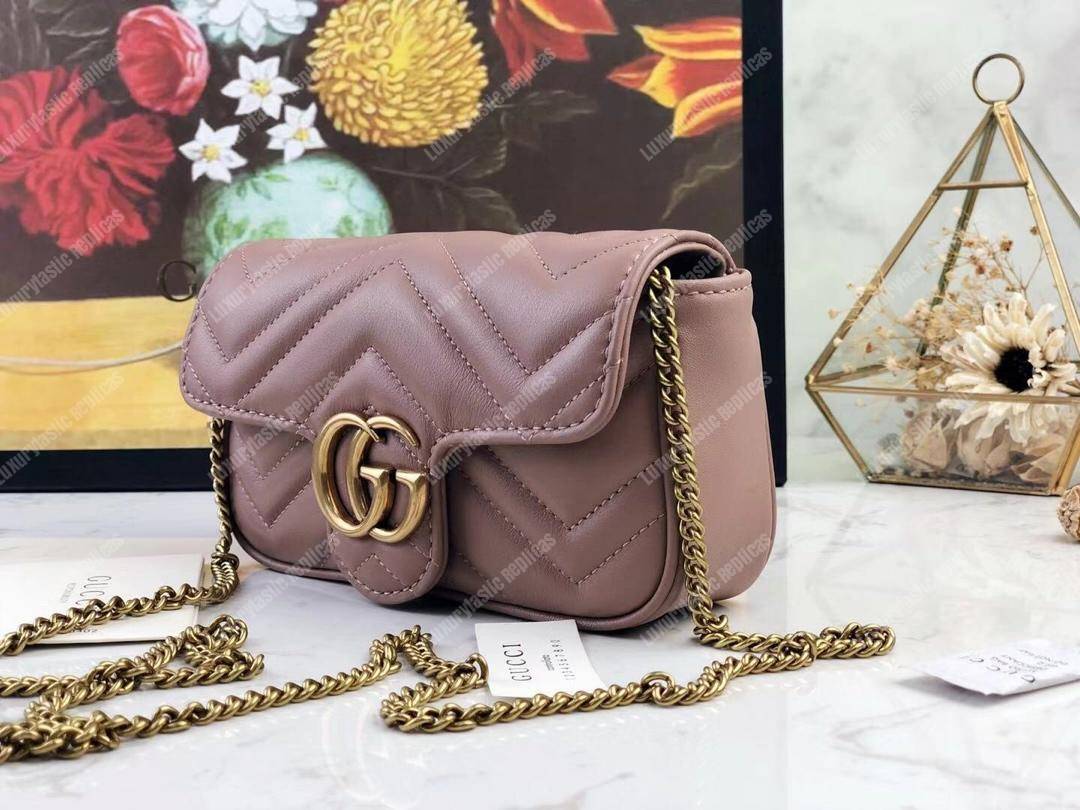 G*u*i gg marmont matelassé super mini bag dusty pink