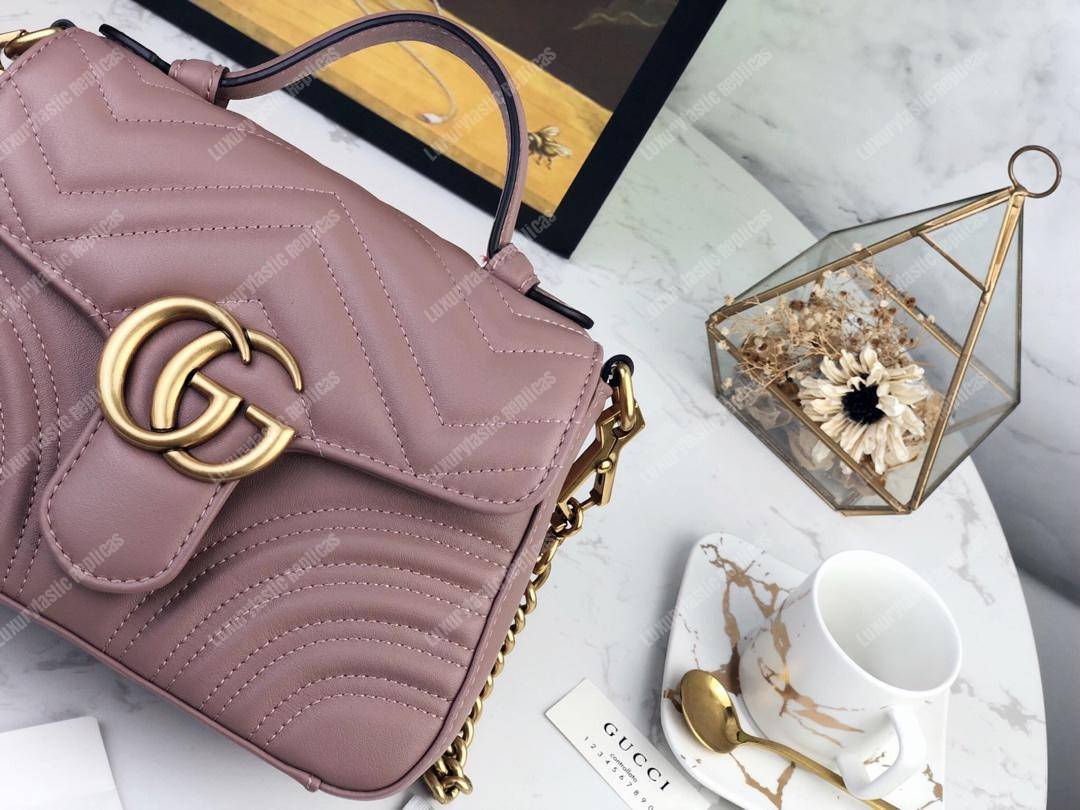 G*u*i gg marmont mini top handle bag dusty pink