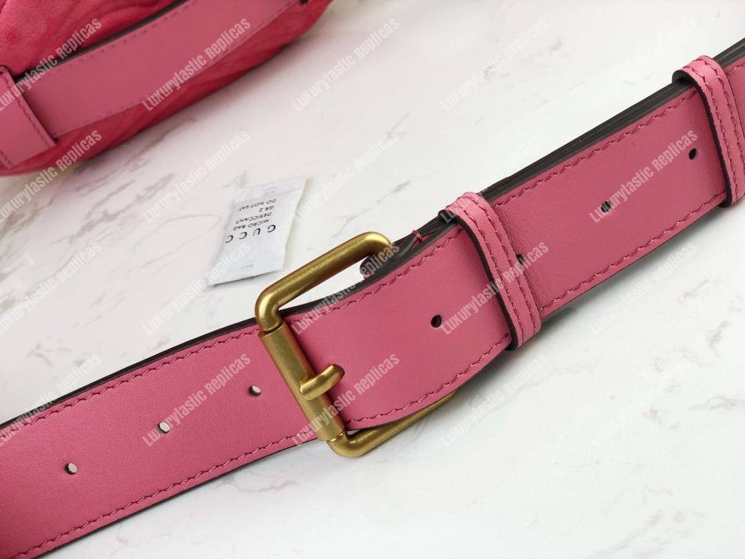 G*u*i gg marmont matelassé velvet belt bag pink