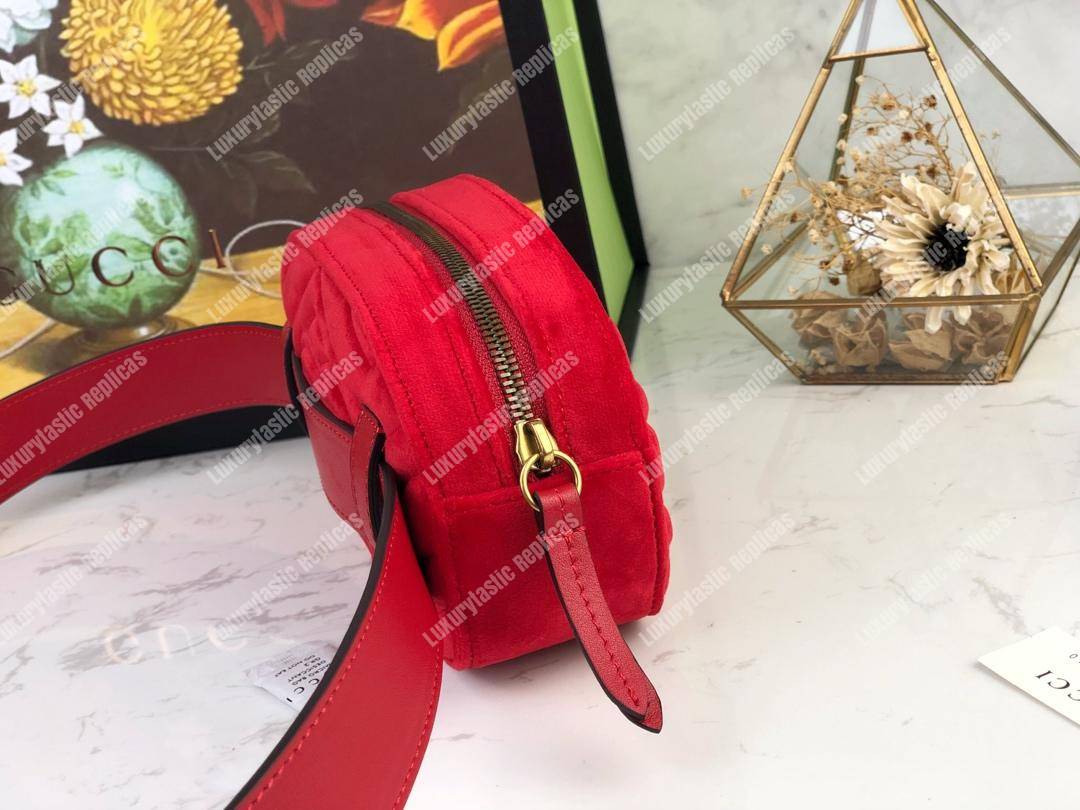 G*u*i gg marmont matelassé velvet belt bag red