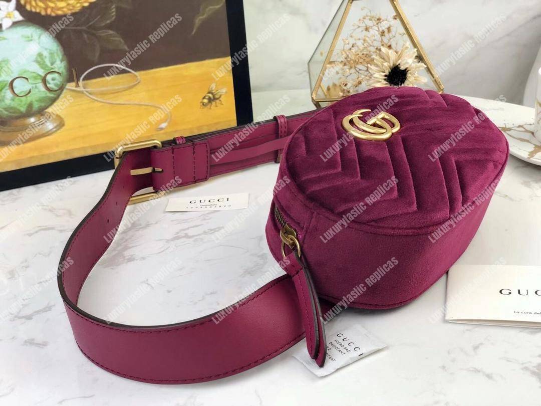 G*u*i gg marmont matelassé velvet belt bag fuchsia