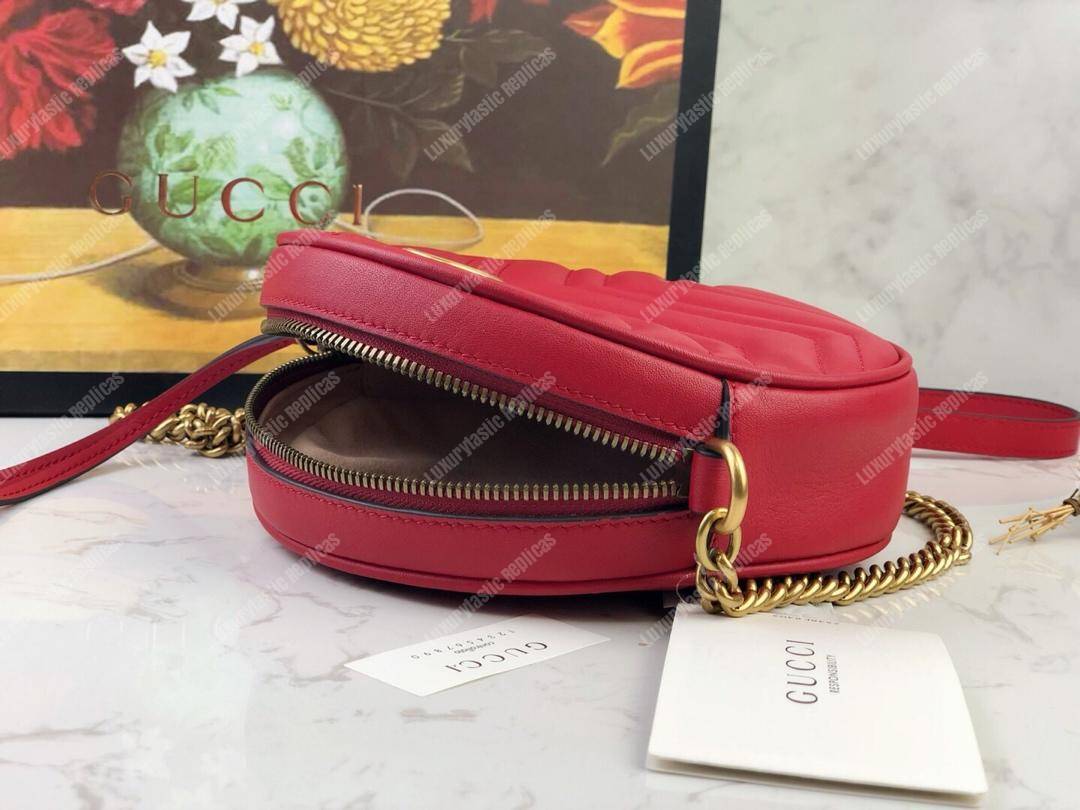 G*u*i gg marmont mini round shoulder bag hibiscus red