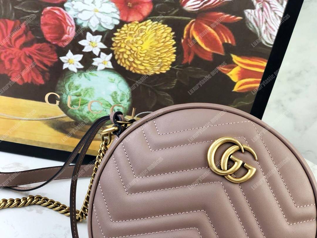 G*u*i gg marmont mini round shoulder bag dusty pink