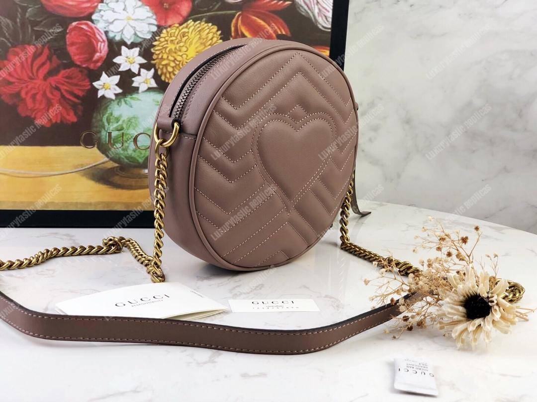 G*u*i gg marmont mini round shoulder bag dusty pink