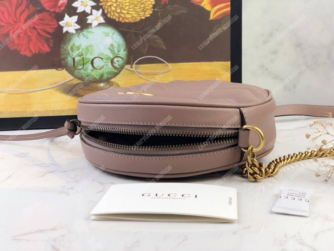 G*u*i gg marmont mini round shoulder bag dusty pink