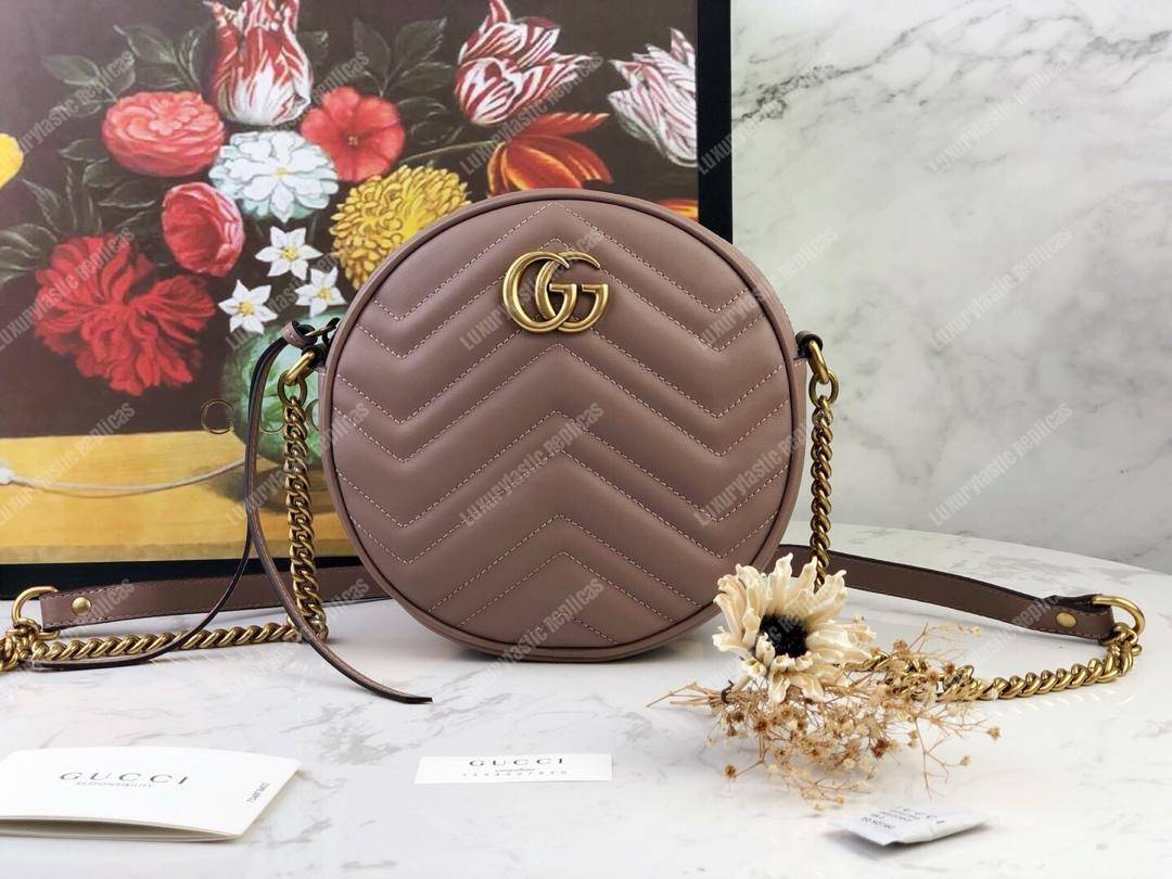 G*u*i gg marmont mini round shoulder bag dusty pink