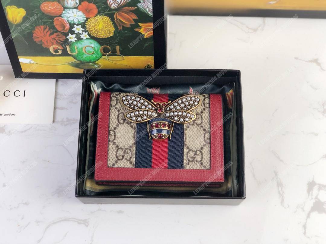 G*u*i queen margaret gg sup*e card case wallet red