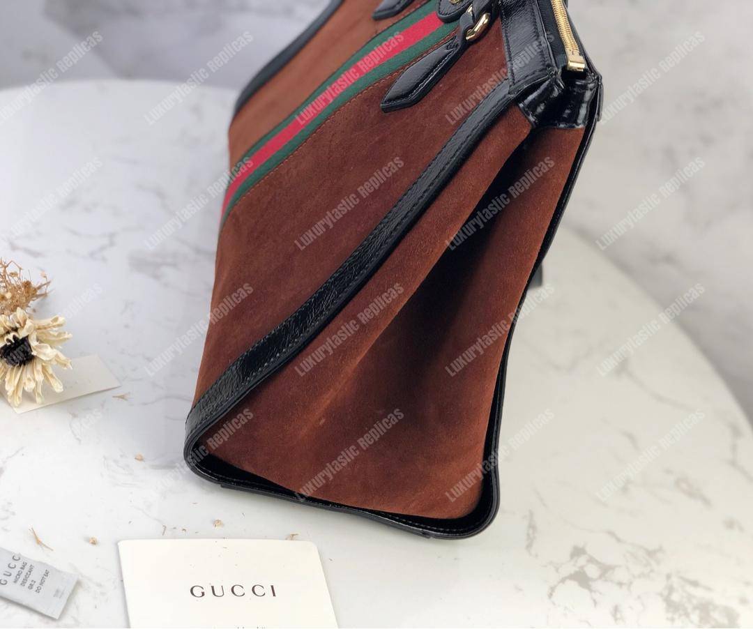 G*u*i ophidia brown suede medium tote bag