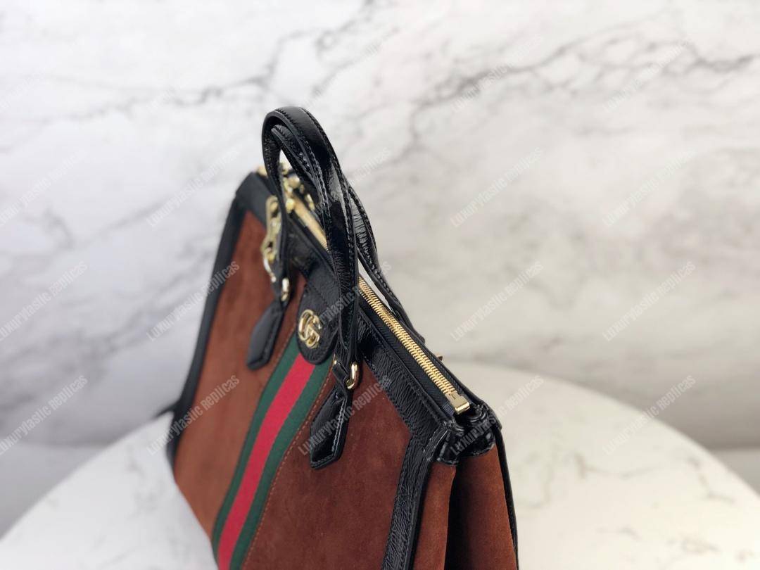 G*u*i ophidia brown suede medium tote bag