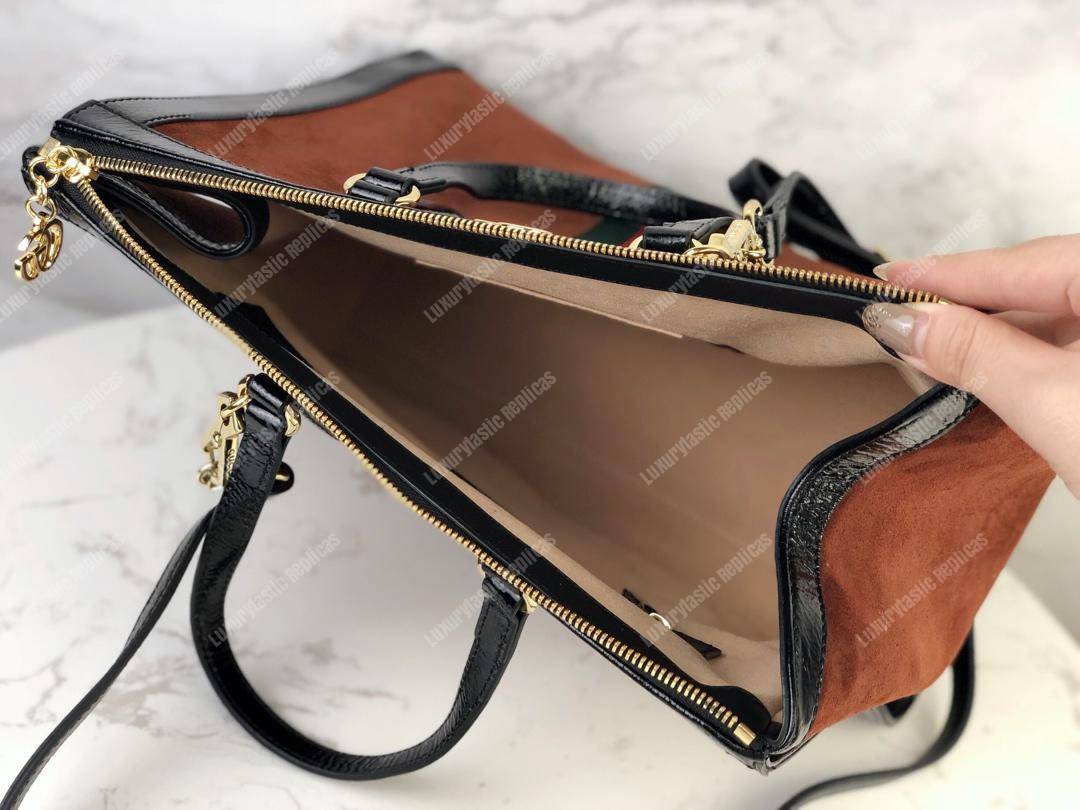 G*u*i ophidia brown suede medium tote bag