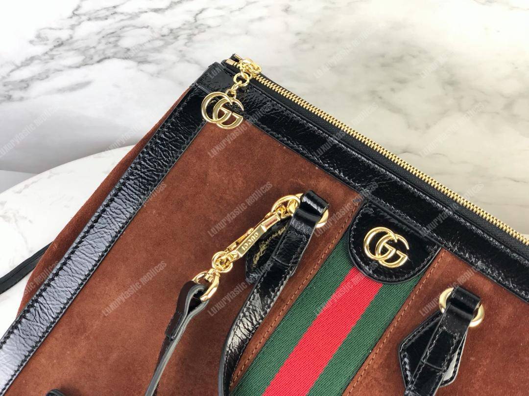 G*u*i ophidia brown suede medium tote bag