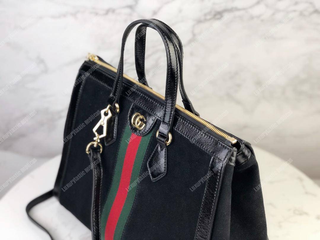 G*u*i ophidia black suede medium tote bag