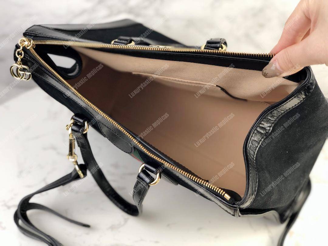 G*u*i ophidia black suede medium tote bag