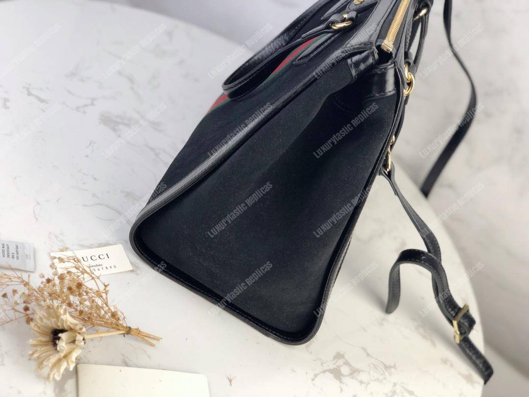 G*u*i ophidia black suede medium tote bag