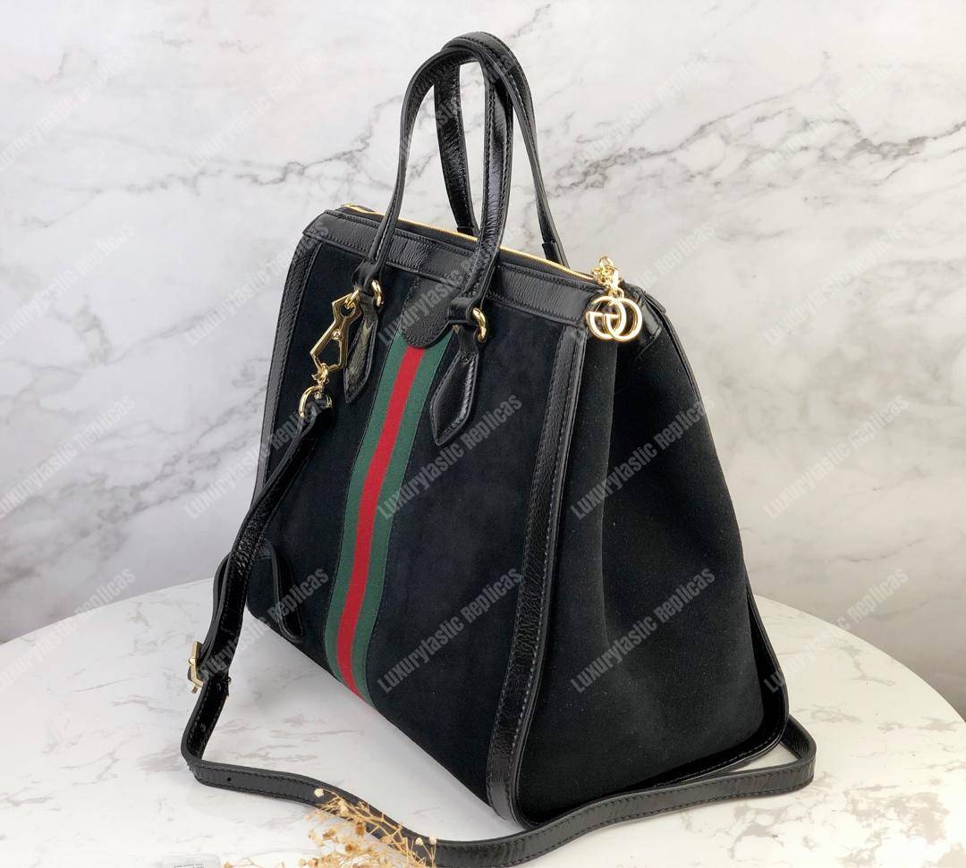 G*u*i ophidia black suede medium tote bag