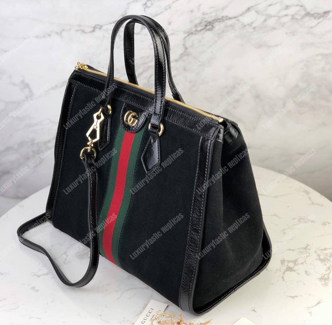 G*u*i ophidia black suede medium tote bag