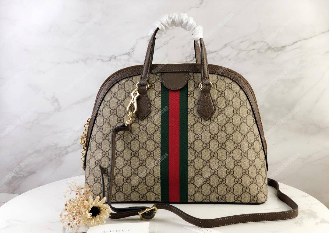 G*u*i ophidia gg medium top handle bag brown