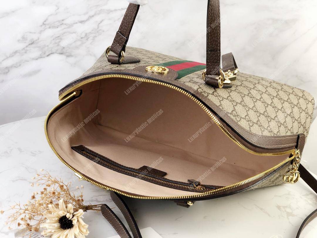 G*u*i ophidia gg medium top handle bag brown