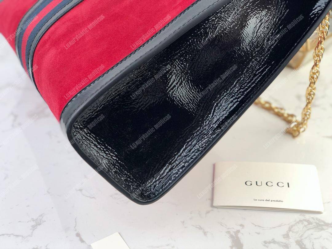 G*u*i red suede ophidia medium top handle tote bag