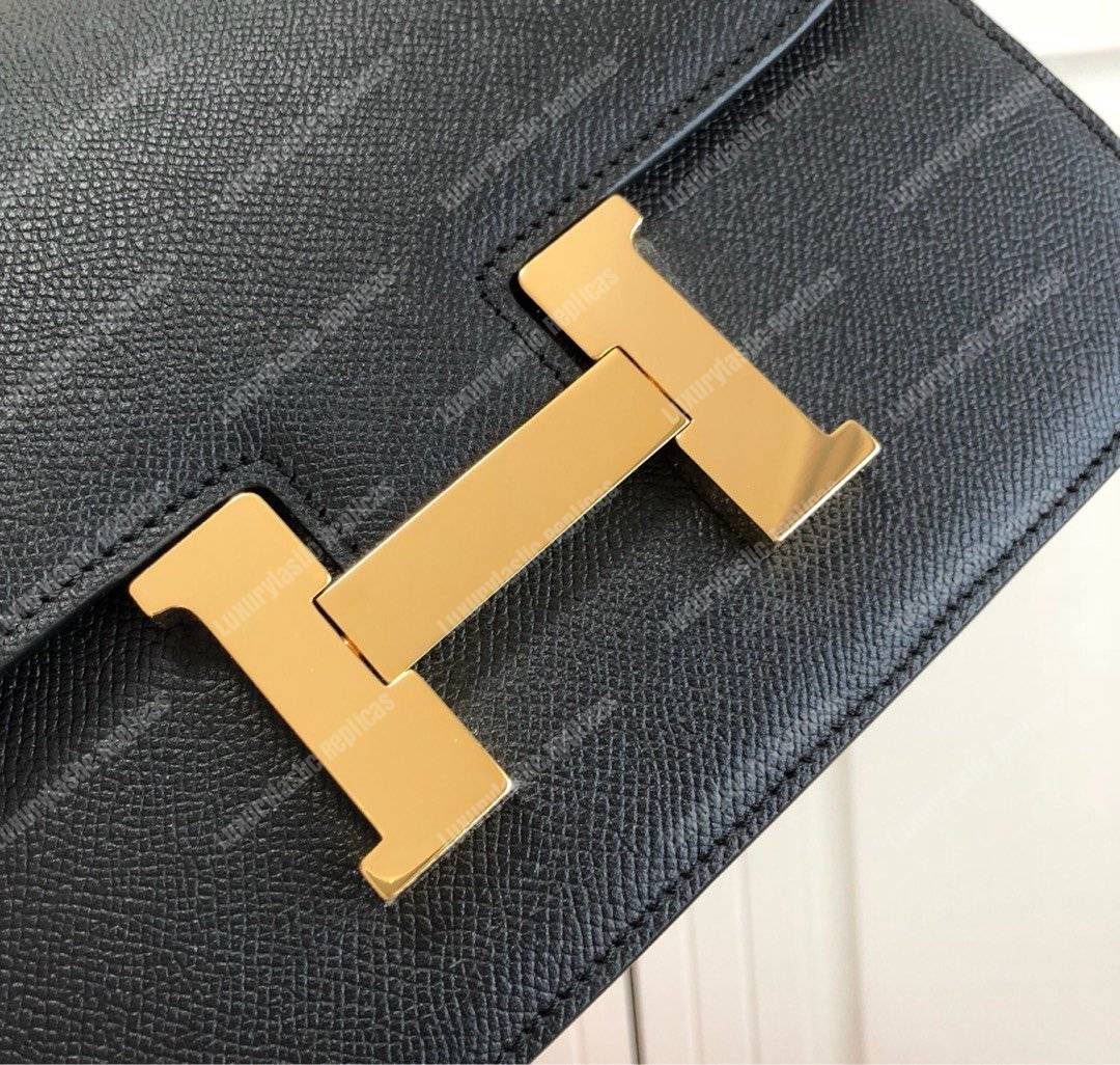 H**mes constance 18 bag epsom black gold-hardware