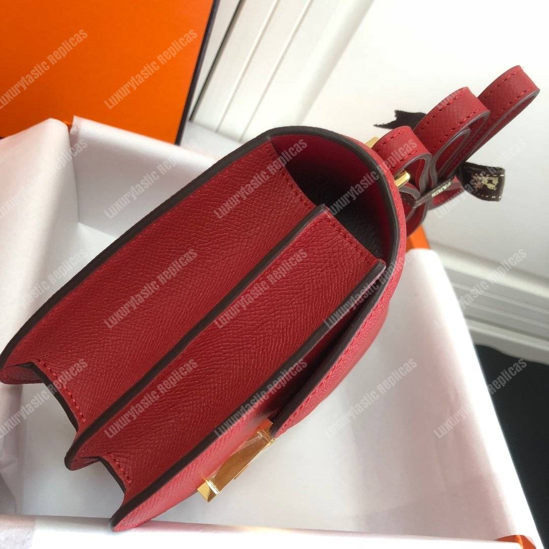 H**mes constance 18 bag epsom rouge red gold hardware
