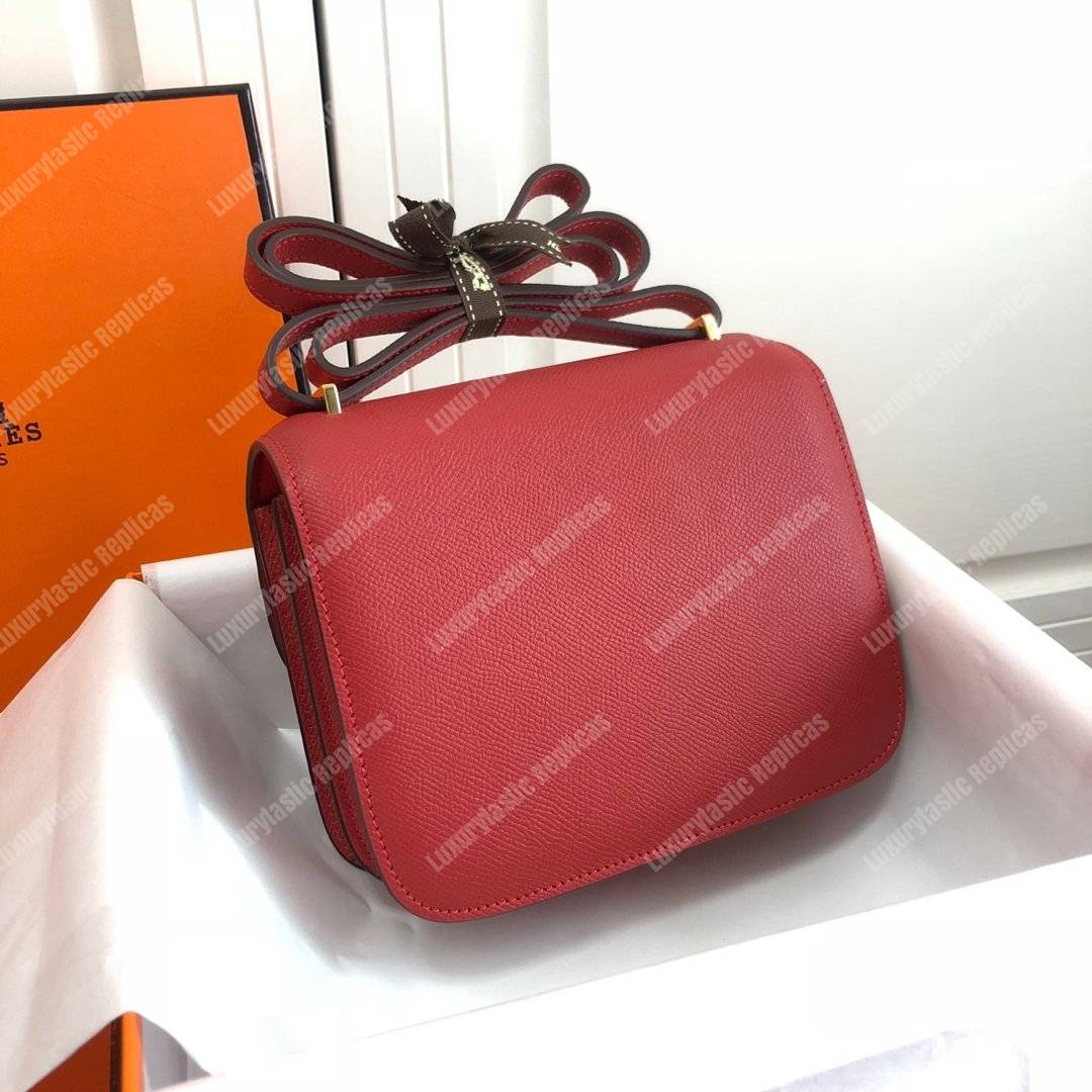 H**mes constance 18 bag epsom rouge red gold hardware
