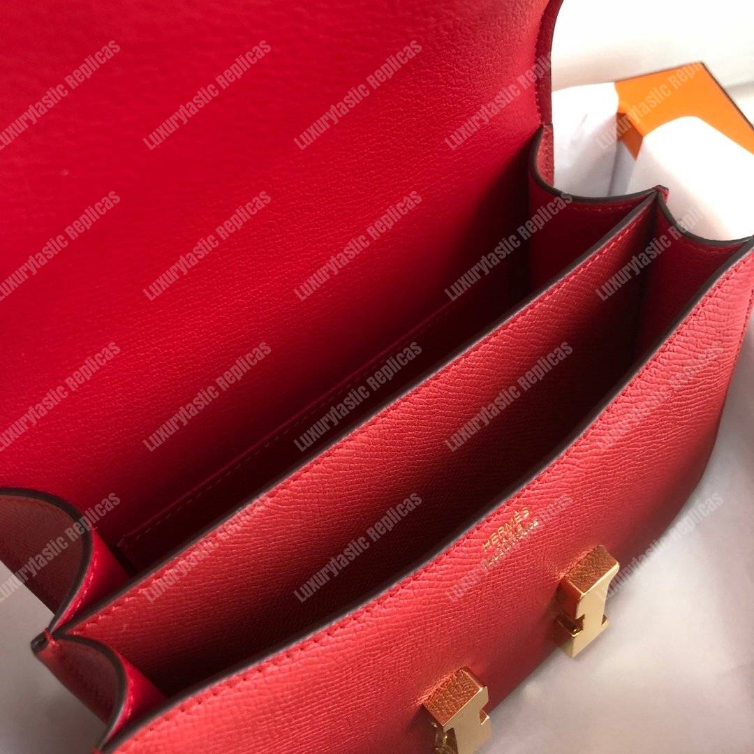 H**mes constance 18 bag epsom rouge red gold hardware