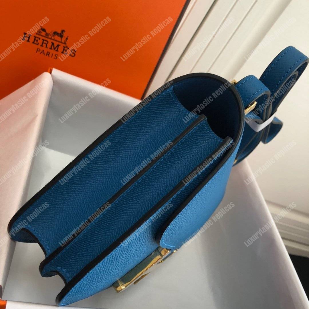 H**mes constance 18 bag epsom blue azur gold hardware