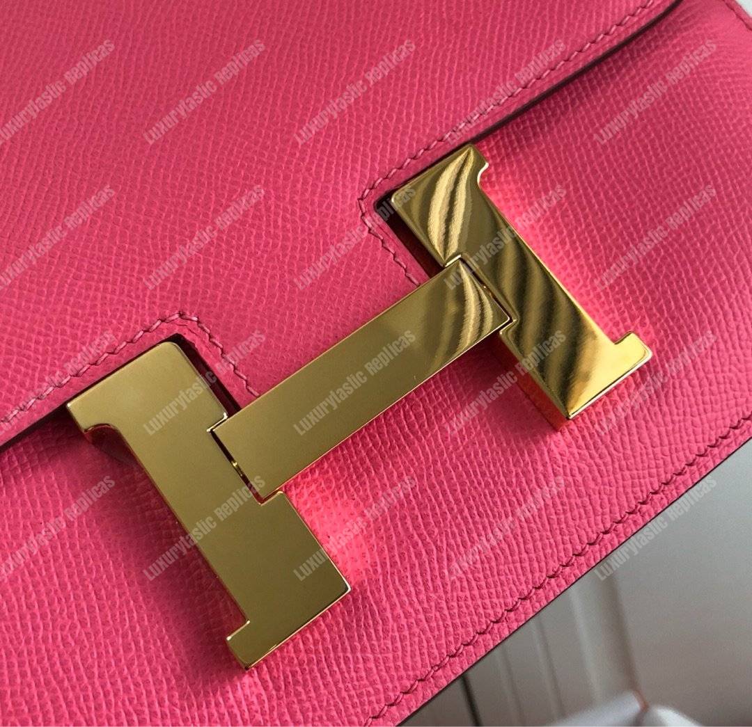 H**mes constance 18 bag epsom rose azalee gold hardware