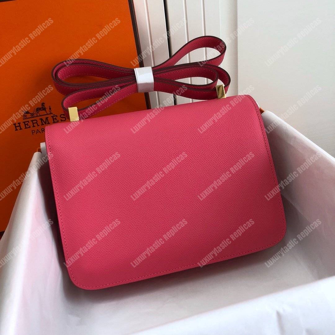 H**mes constance 18 bag epsom rose azalee gold hardware