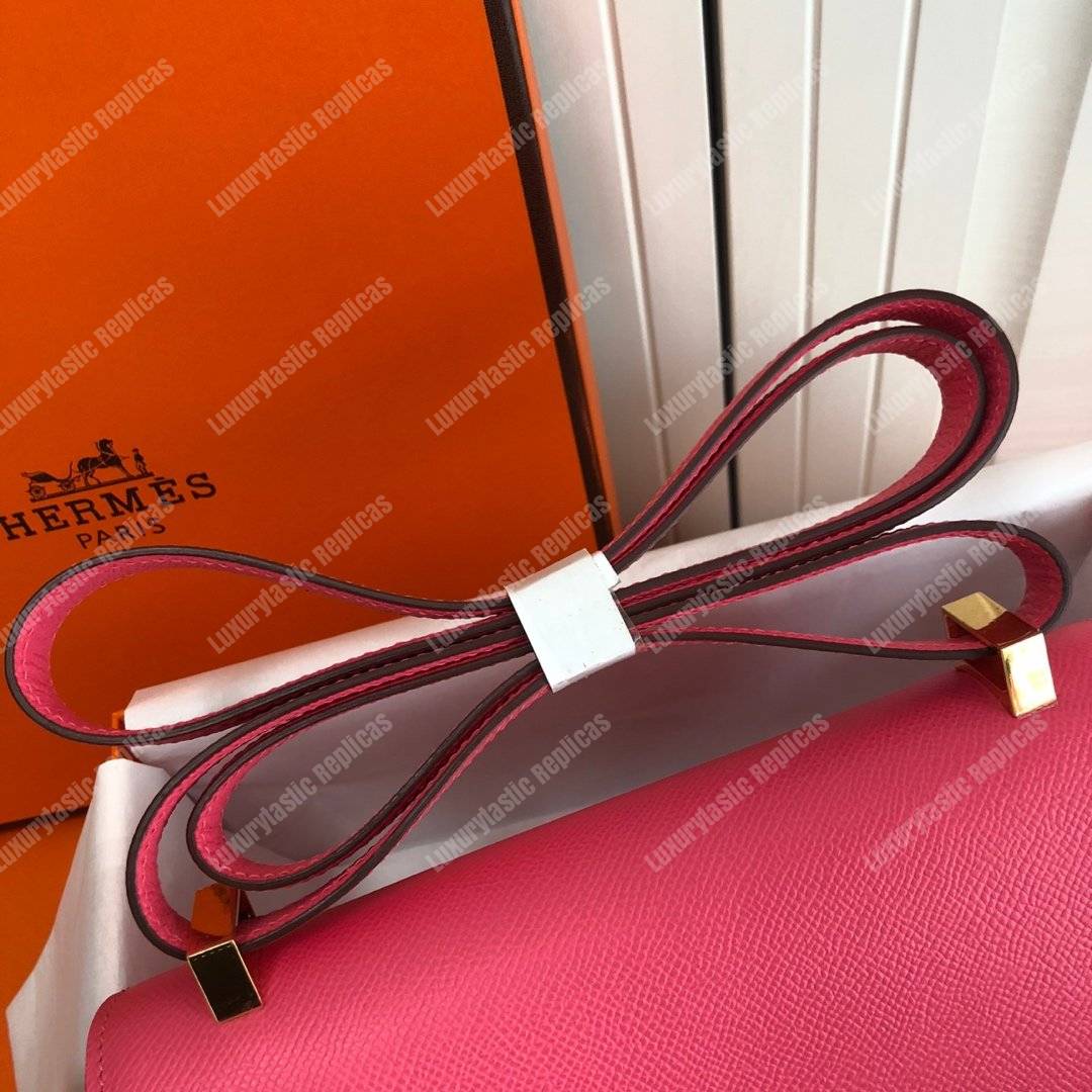 H**mes constance 18 bag epsom rose azalee gold hardware