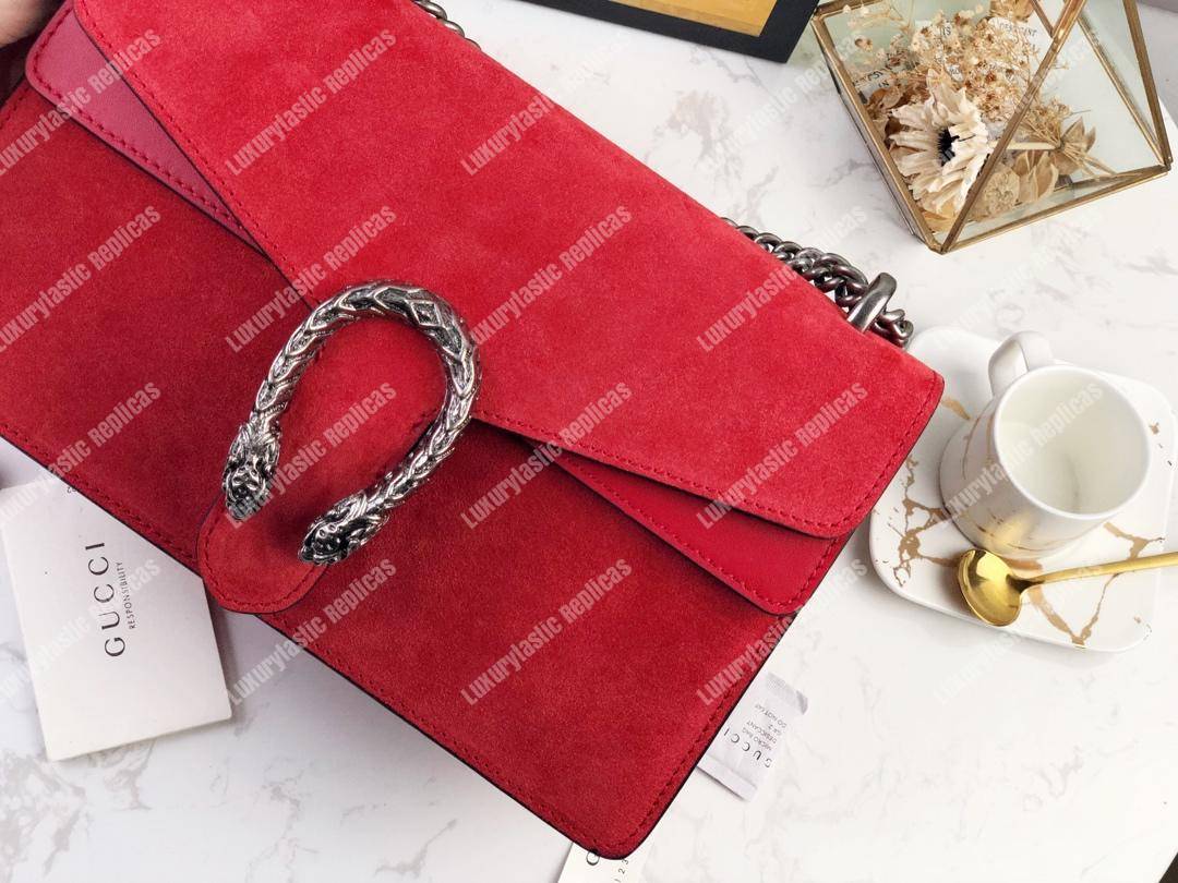 G*u*i red suede small dionysus shoulder bag