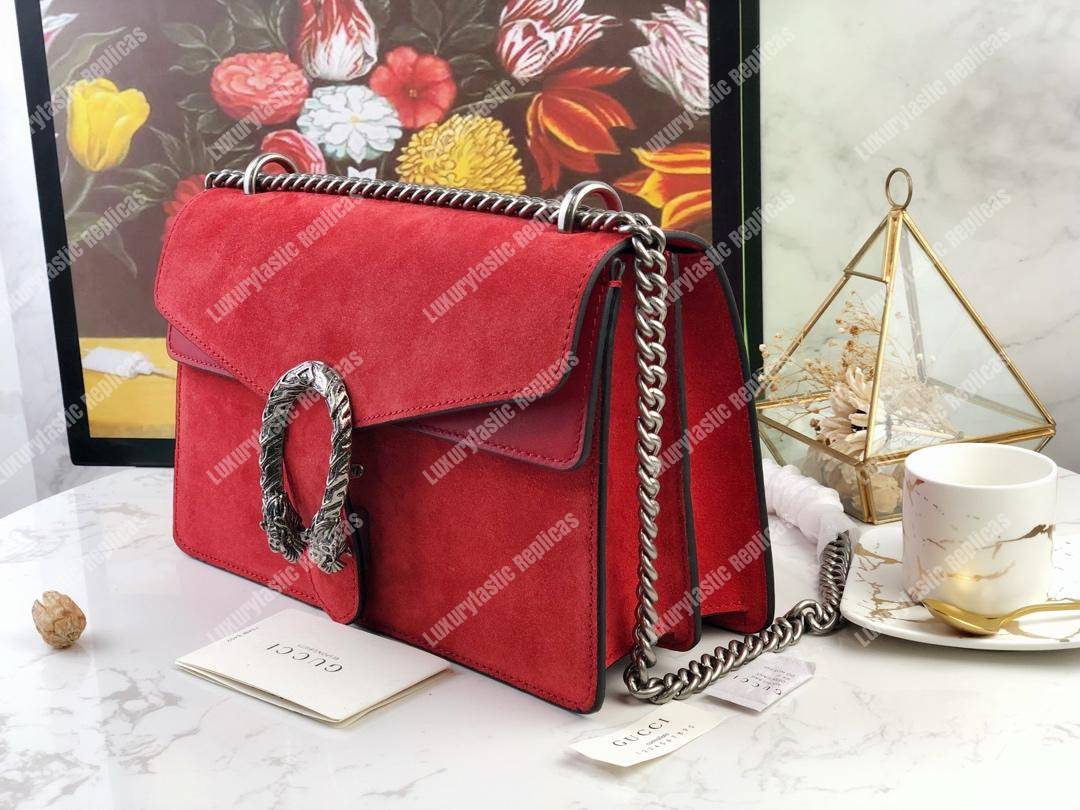 G*u*i red suede small dionysus shoulder bag