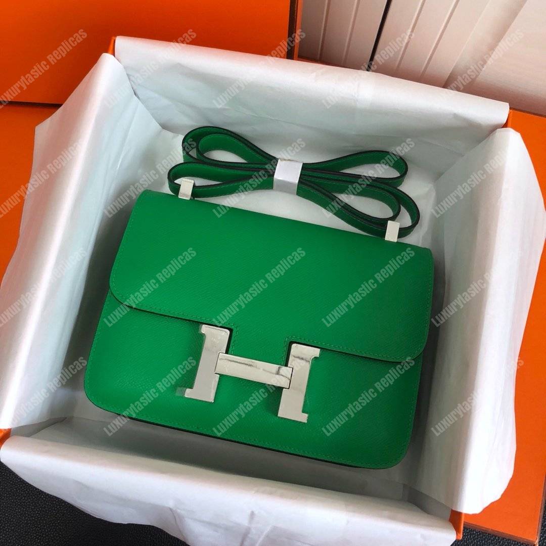 H**mes constance 18 bag epsom green palladium hardware