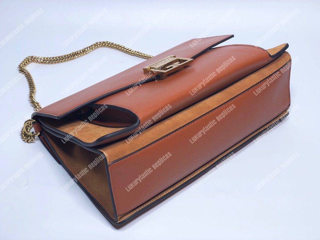 Givenchy Medium GV3 Bag In Leather And Suede Cognac