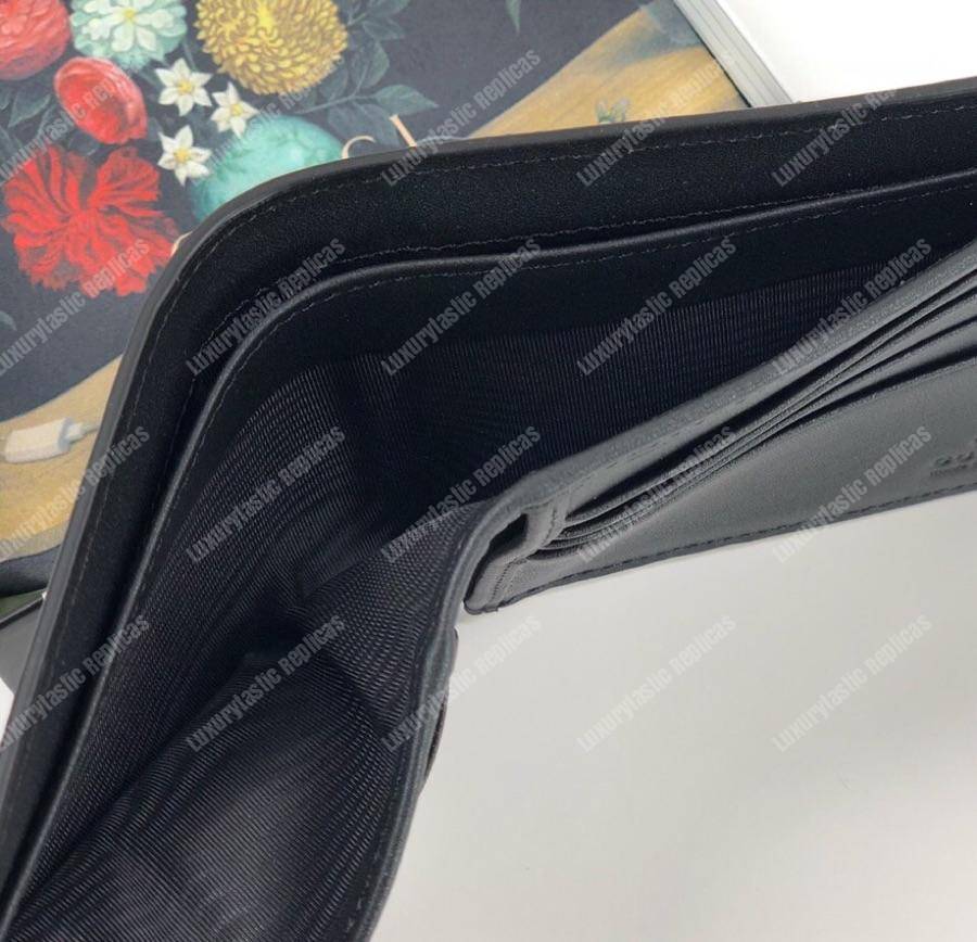 g*u*i G*u*iy print leather bi-fold wallet black