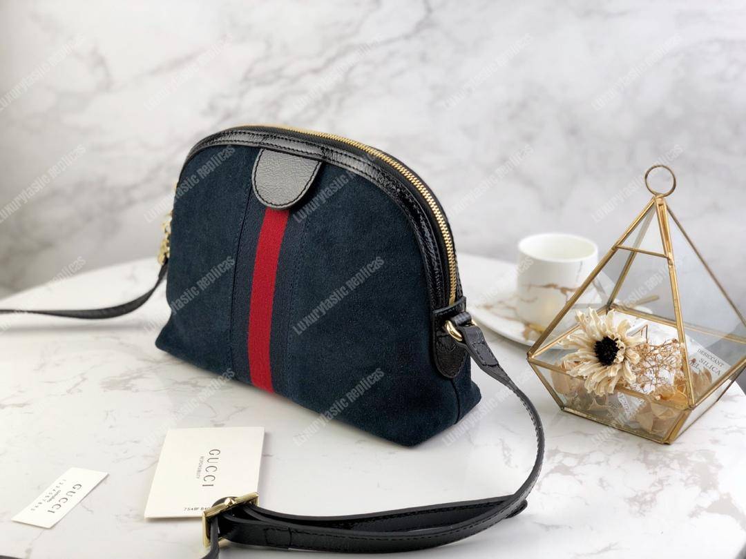 G*u*i suede dragon embroidered ophidia domed shape shoulder bag