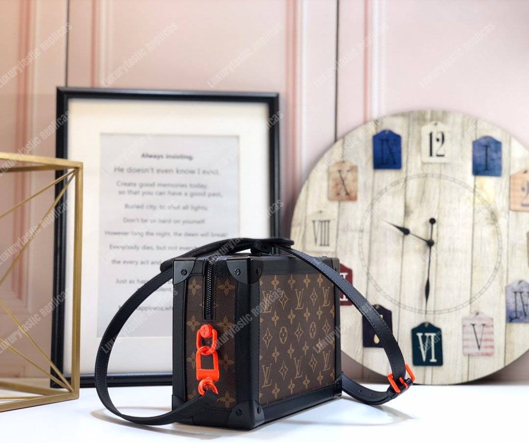 LV Soft Trunk Monogram Coated Canvas Black Trim