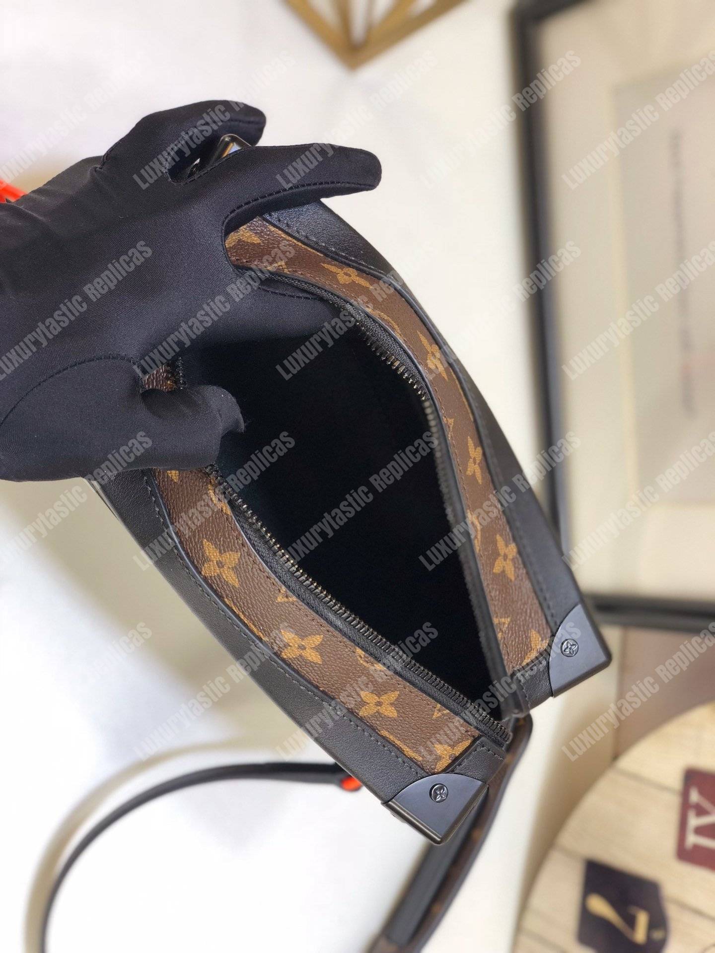 LV Soft Trunk Monogram Coated Canvas Black Trim