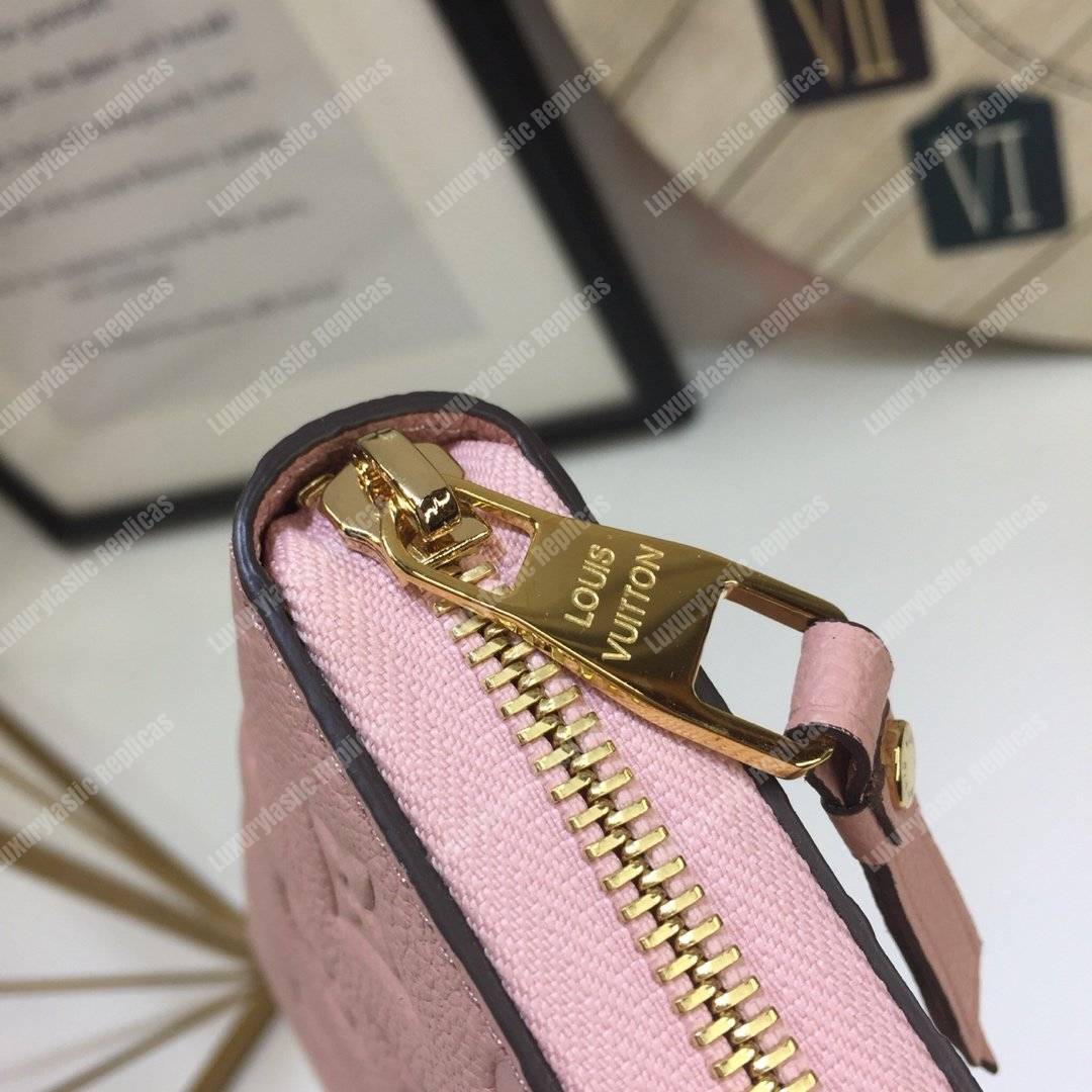 LV Clemence Wallet Monogram Empreinte Leather Rose Ballerine Pink