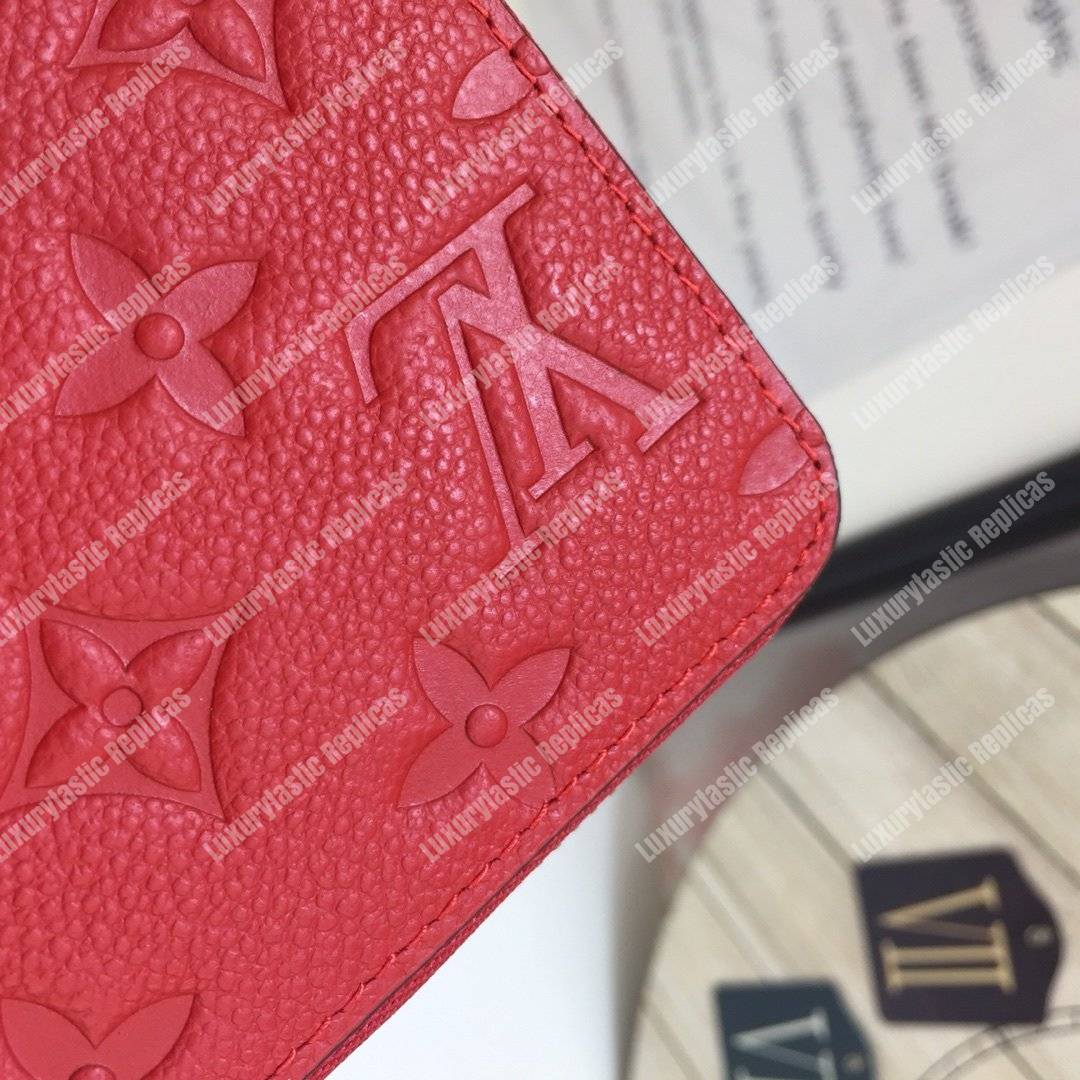 LV Clemence Wallet Monogram Empreinte Leather Cerise