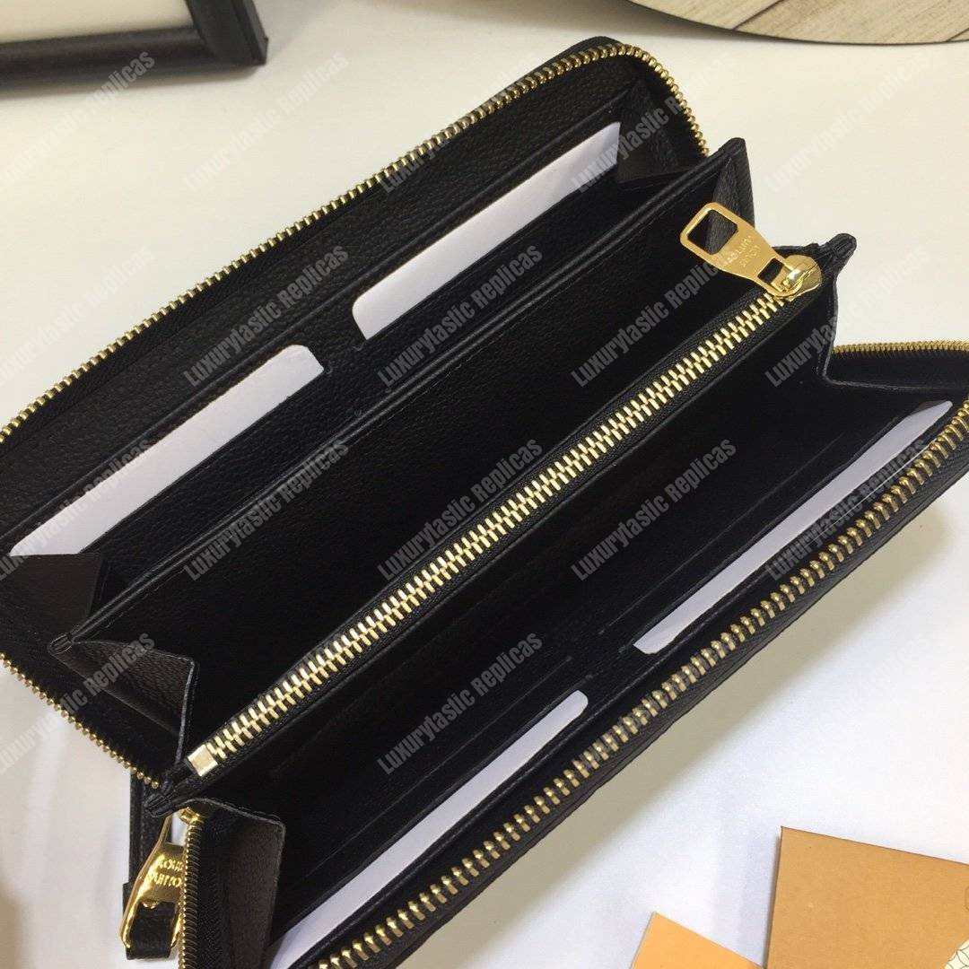 LV Clemence Wallet Monogram Empreinte Leather Noir
