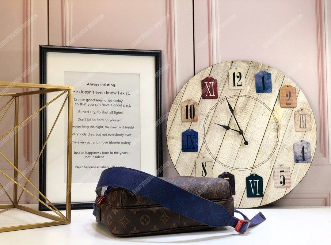 LV Monogram Brown Blue Outdoor Messenger Bag