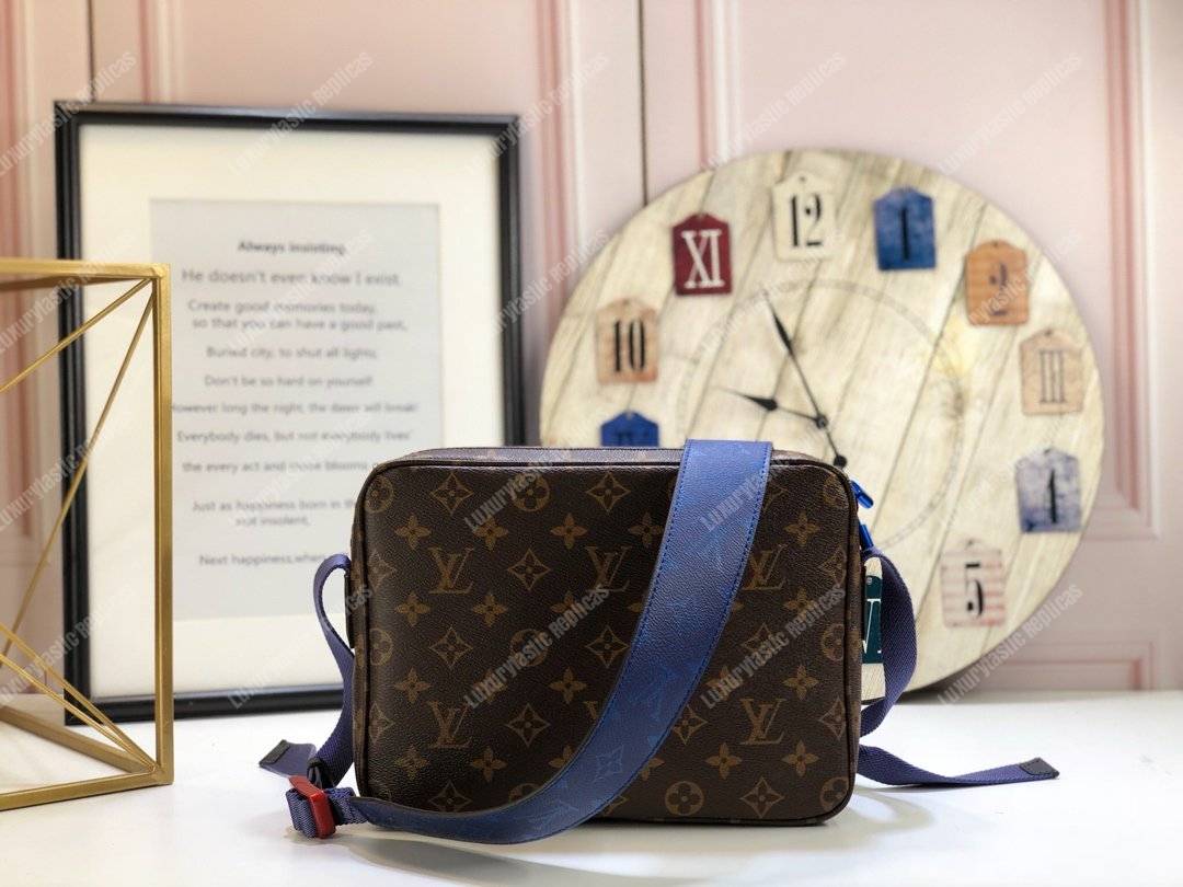 LV Monogram Brown Blue Outdoor Messenger Bag