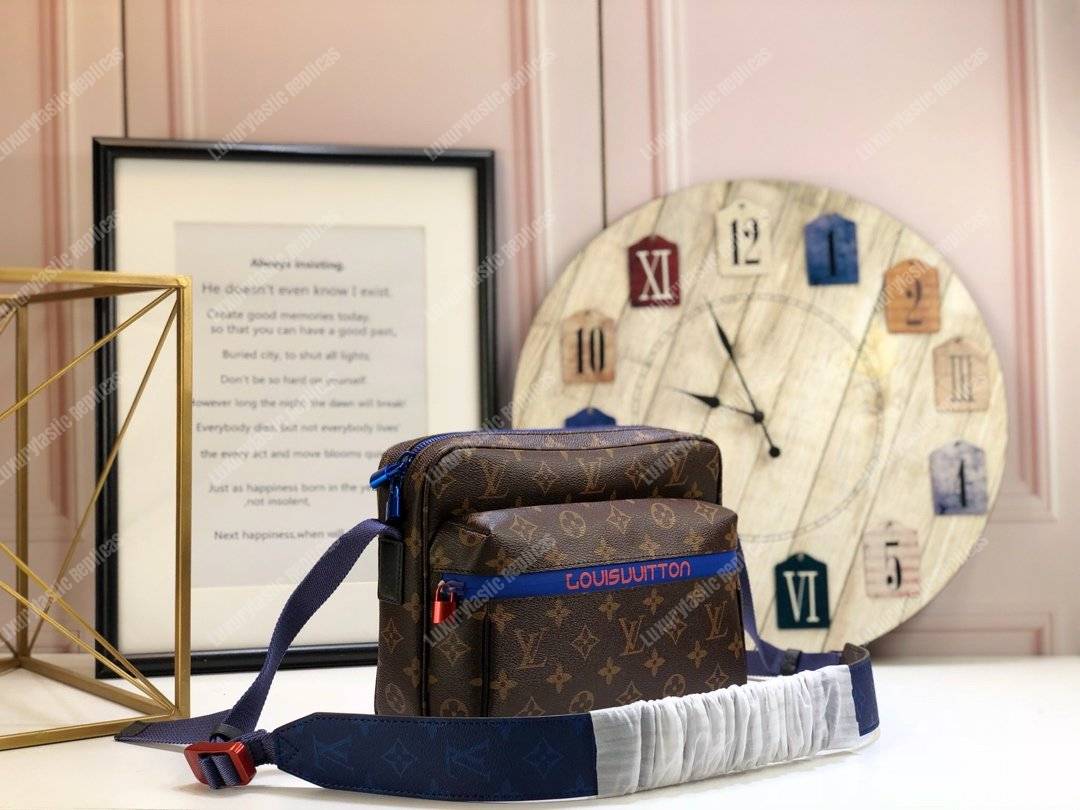 LV Monogram Brown Blue Outdoor Messenger Bag
